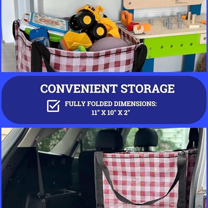 DURASACK Heavy Duty Storage Tote Bag 22-Gallon Rugged Woven Polypropylene Moving Bag, Reusable Self-Standing Design, Holds up to 500 Pounds, Single, Gingham Red