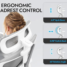 Ergonomic Office Chair - Computer Desk Chairs Comfy, Mesh High-Back Gaming Chair with Adjustable Lumbar Support, Executive Task Chair for Adults, Comfortable for Long Hours (Grey Silver)