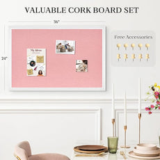 Large Pink Cork Board with Linen, 36