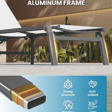 Pool Lounge Chairs Set of 2, Foldable Aluminum Chaise Lounge Outdoor with 5 Positions Recliner - Free Assembly - Patio Chaise Lounge Chair for Poolside, Beach, Yard (White, 2 Pack)