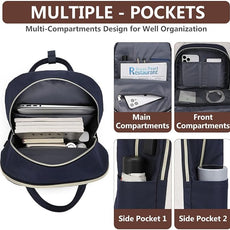 Laptop Backpack for Women Work Bookbag: 17.3 Inch College Backpacks with USB Charger School Book Bag Waterproof Travel Computer Back Pack Anti-Theft Casual Bookbags for Girls Teacher Nurse Navy Blue