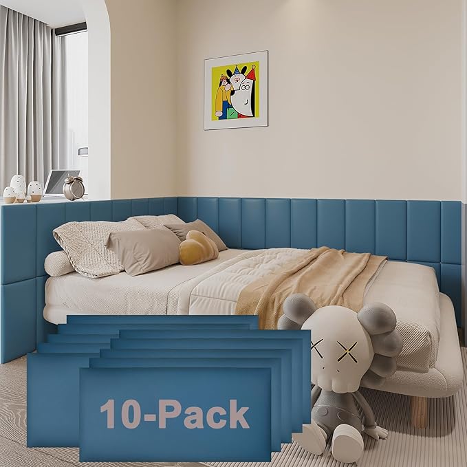 3D Anti-Collision Wall Padding for Kids Self-Adhesive 10PCS Blue headboard Panels for Wall Peel and Stick headboard