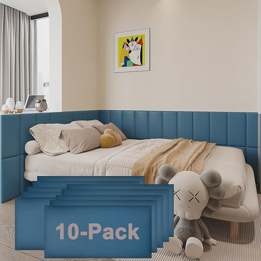 3D Anti-Collision Wall Padding for Kids Self-Adhesive 10PCS Blue headboard Panels for Wall Peel and Stick headboard