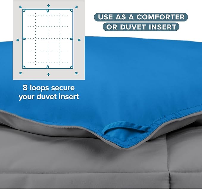 Bare Home Comforter - Twin/Twin Extra Long - Reversible Colors - Goose Down Alternative - Ultra-Soft - Premium 1800 Series - All Season Warmth - Bedding Comforter (Twin/Twin XL, Grey/Medium Blue)