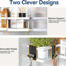 YASONIC Corner Shower Caddy, 5-Pack Adhesive Rustproof Stainless Steel Shower Organizer with Soap Holder, No Drilling Shower Shelf for Inside Shower, Dorm, Renters, White