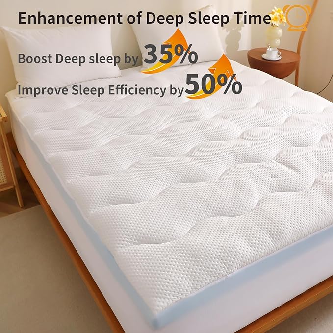 3 inch Dual Layer Queen Mattress Topper for Back Pain Relief，2 Inch Cooling Gel Memory Foam Plus 1 Inch Pillow Top Mattress Pad Cover 15% Viscose Made from Bamboo, with 6-16 Inch Deep Pocket (Queen)
