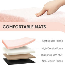 PINPLUS Storage Ottoman Cube Square Shaped Ottomans with Storage Foot Stool Footrest for Lving Room Boucle Ottoman Seat for Dorm Room,Faux Teddy Fur Pink,15