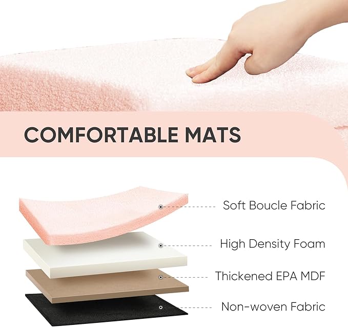 PINPLUS Storage Ottoman Cube Square Shaped Ottomans with Storage Foot Stool Footrest for Lving Room Boucle Ottoman Seat for Dorm Room,Faux Teddy Fur Pink,15"x15"x15"