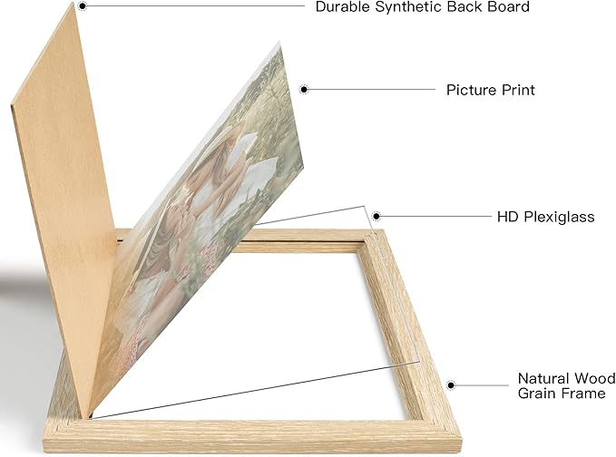 18x24 Frame Set of 3, Natural Wood Grain 18x24 Poster Frame for Gallery Wall Mounting (3 Pack,Natural)