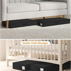 punemi Under Bed Storage Containers, 4.5 Inches Tall Low Profile Underbed Clothes Storage Organizer Bin with Sturdy Side & Bottom, Use as Shallow Dorm Storage Under Bed, Flat Clothes Organizer, Black