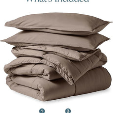 Bare Home Comforter Set - Queen Size - Ultra-Soft - Goose Down Alternative - Premium 1800 Series - All Season Warmth (Queen, Taupe)