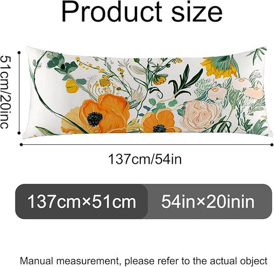 Microfiber Body Pillow Cover with Hidden Zipper,Comfortable Fabric,Floral Print Pattern Body Pillow Case,Lightweight and Breathable,The Size is 20 "X 54"(Flower-11)