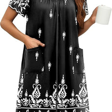 Ekouaer Women Robe Zipper Front Mumu Duster Robes Zip Up Housecoat Soft Sleepwear with Pockets