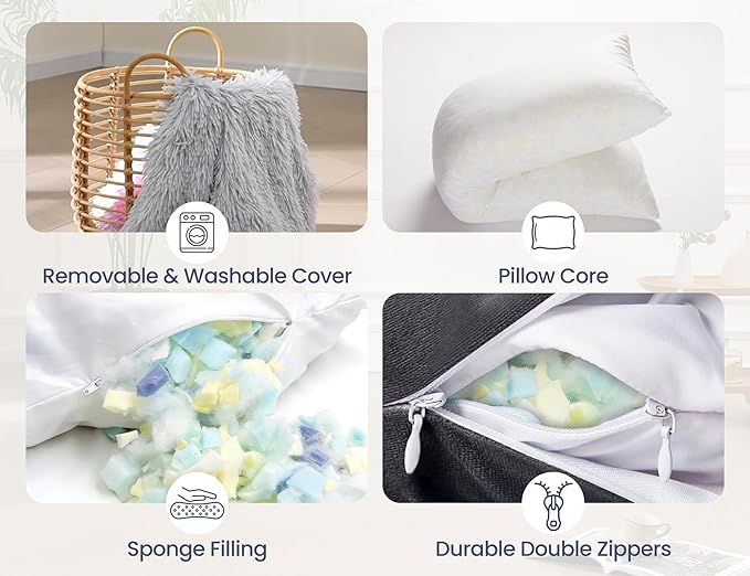 Thin Neck Pillow for loft Bed 20x54 Adjustable Back Decorative Pillows for Bed Blue Snuggle Pillows for Adults with Large Body Pillow Covers Machine Washable