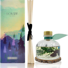 LOVSPA Reed Diffuser Set, Winter Forest Pine Scented Oil Diffuser with Sticks and Wooden Coaster, Bathroom Shelf Decor Made with Real Botanicals, USA Made