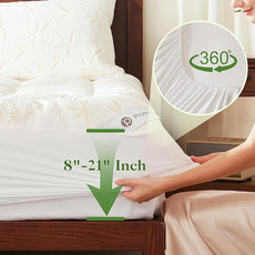 100% Waterproof Queen Size Mattress Topper, Thick Pillow Top Mattress Pad，Up to 21 Inch Deep Pocket,Soft Breathable Mattress Pad for Back Pain, Protector Cover(Beige)