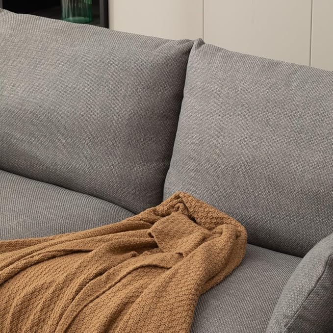 Panana Modern 2 and 3 Seats Loveseat Sofa Couch with Storage, Small Love Seat Couches for Living Room, Bedroom, Apartment, Office (Light Gray Linen Fabric, 2 Seater)