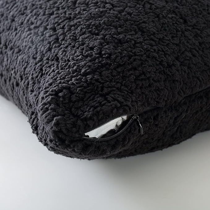 Reafort Ultra Soft Sherpa Body Pillow Cover/Case with Zipper Closure 21"x54" (21"x54" Body Pillow Cover, Black)