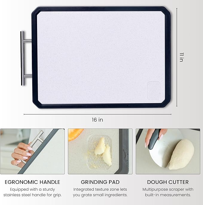 PurpleDove Double-Sided Cutting Board Set [Large] SS304 Stainless Steel Chopping Boards | Stain-Resistant, Non-Porous | Reversible Chopping Board for Meat & Vegetables