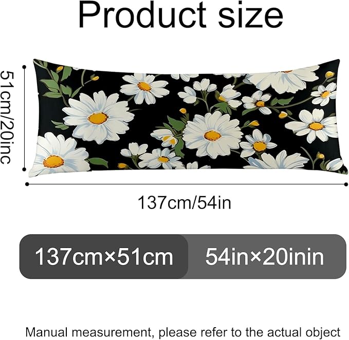 Microfiber Body Pillow Cover with Hidden Zipper,Comfortable Fabric,Floral Print Pattern Body Pillow Case,Lightweight and Breathable,The Size is 20 "X 54"(05-Little Daisy)