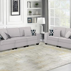 Legend Vansen Modular Sectional Sofa U Shaped Couch with Ottoman Modern Reversible Corner Sectional Couch for Living Room (Light Grey, 2+3)