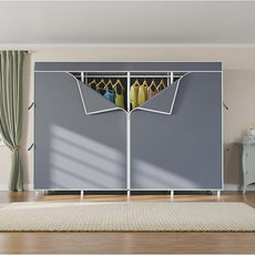 VIPEK V40C Plus Heavy Duty Clothes Rack with Upgraded Polyester Cover, Extra Large Covered Clothing Rack for Hanging Clothes Portable Wardrobe Closet White Closet Rack with Grey Cover, Max Load 1300lb