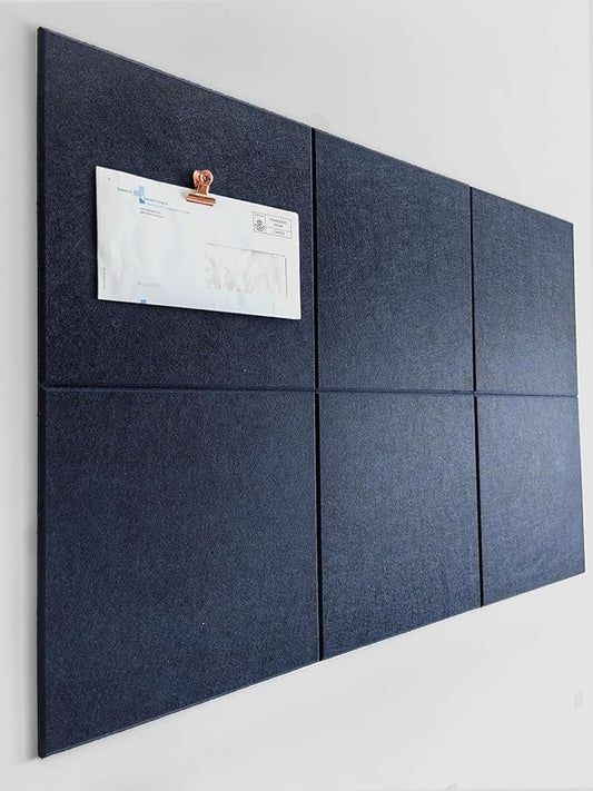Cork Board 24 x36 Alternative - 6 Pack Felt Wall Tiles with Safe Removable Adhesive Tabs, Cork Boards for Walls Cork Board for Home Office Pin Board Tack Board - Dark Blue