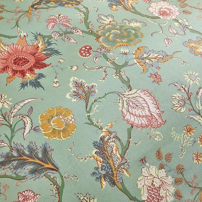 MKXI Farmhouse Floral Comforter Set Gorgeous Bed Comforter Print Orange Pink Flowers On Green Soft Comforter Twin XL Botanical Comforters Vine Pattern Aesthetic Bedding Comforter for All Season