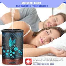 Essential Oils Diffuser,Aromatherapy Diffuser,Birthday Gifts for Women Mom Grandma,Metal Cool Mist Humidifier with 7 Colors Lights Waterless Auto Off Air Diffusers (C-Hummingbirds)