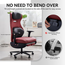 EMIAH Ergonomic Office Chair with Foot Rest Reclining Office Chair with Adjustable Arms and Headrest High Back Gaming Chair with Lumbar Support, PU Leather(Red),Manual