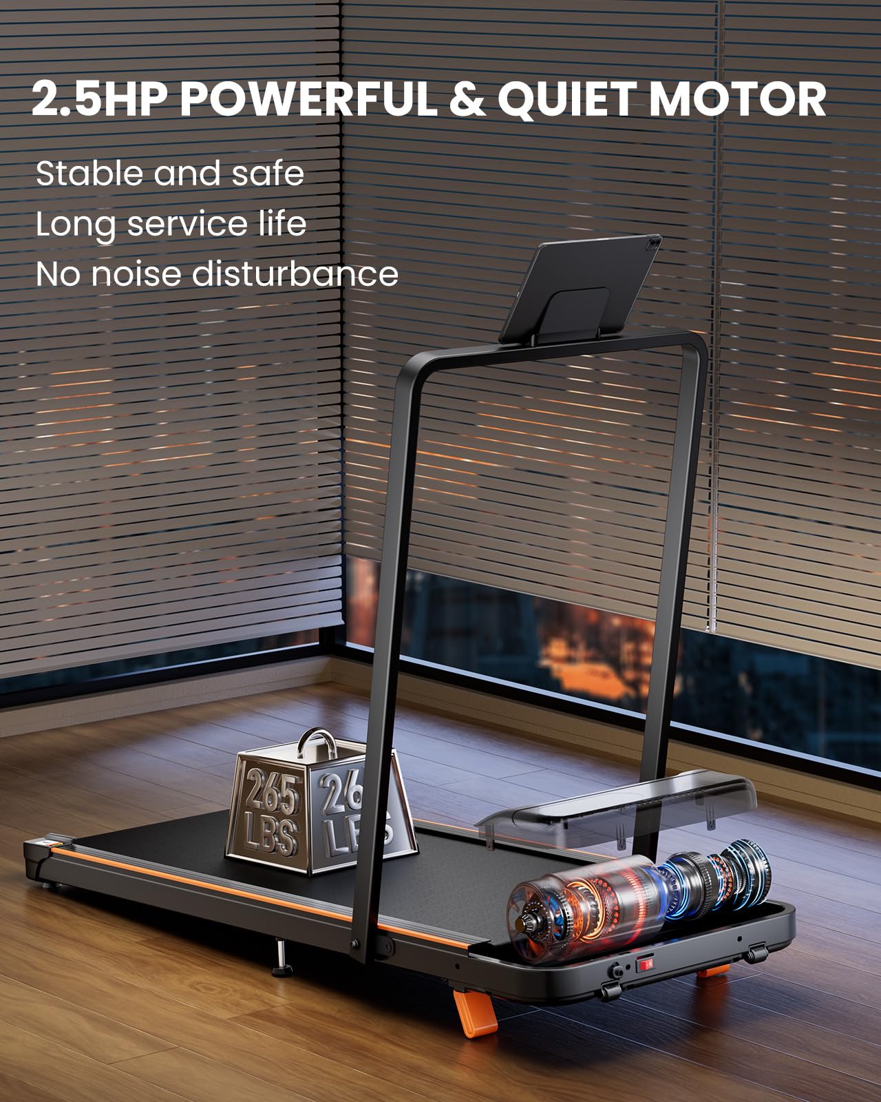 Walking Pad, Under Desk Treadmill with Incline for Home Office 2.5HP Portable Walking Treadmill with 265 Lbs Weight Capacity Walking Machine, Remote Control, LED Display Dormly