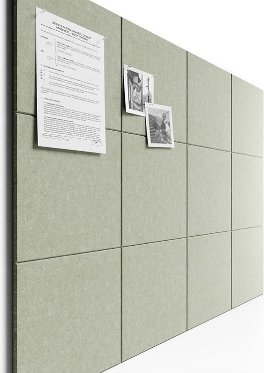 Bumusty Large Cork Board 47"x35" Alternative - 12 Pack Felt Wall Tiles with 70 Safe Removable Adhesive Tabs, 30 Pushpins, Cork Boards for Walls Pin Board Bulletin Board Office Decor (Sage)