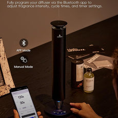 Waterless Scent Diffuser Starter Kit - 1500 Sq Ft Coverage, Alloy Atomization System,Mood Light,Smart Rechargeable Hotel Scent Diffuser, Including 120ml Essential Oil, for Home,Large Room,Spa,Black