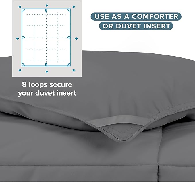 Bare Home Duvet Insert Comforter - Oversized King - Goose Down Alternative - Ultra-Soft - Premium 1800 Series - All Season Warmth - Bedding Comforter (Oversized King, Grey)