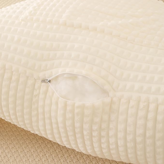 Reading Pillow for Sitting in Bed, Large Backrest Reading Pillow with Arm Rest,Back-Rest Support Cushion for Sit Up on Couch, Sofa, and Floor, Dorm Essentials (Cream Flannel, Large(19"))