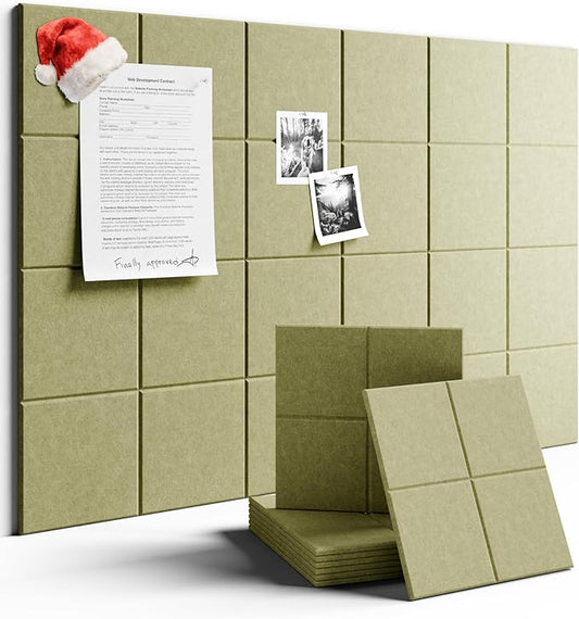 Large Felt Bulletin Board 36" x 24"Cork Board Alternative-6 Pack with 40 Safe Removable Adhesive Tabs, Cork Boards for Walls Cork Board for Home Office Classroom Pin Board-Olive Green