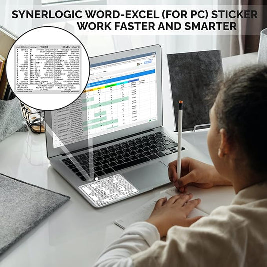 Synerlogic (10pcs) Word/Excel Windows Shortcut Sticker | Reference Guide Keyboard Shortcuts | Work from Home Essentials | Excel Shortcuts Cheat Sheet Laminated Vinyl (White/Small/10)