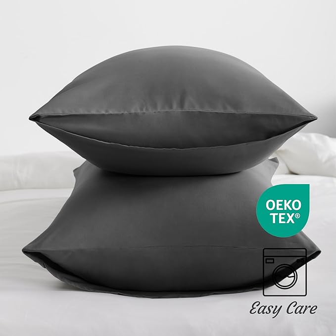 NTBAY King Pillow Cases Set of 2, 2 Pack Brushed Microfiber 20x36 Pillow Cases, Soft, Wrinkle, Fade, Stain Resistant Dark Grey Pillow Cases with Envelope Closure, 20x36 Inches, Dark Grey