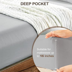 FreshCulture Full Fitted Sheet - Hotel Quality Fitted Sheet - Ultra Soft & Breathable - Brushed Microfiber - Deep Pocket - Cooling Fitted Sheets for Full Size Bed (Light Grey)