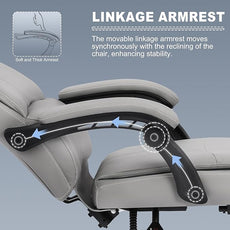 Misolant Big and Tall Office Chair with Footrest, High Back Desk Chair with Linkage Armrest, 90-155° Recline Executive Computer Chairs with Adjustable Height for Home