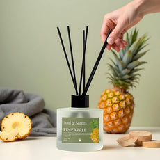 Soul & Scents Reed Diffuser Set – Pineapple | 7.43 oz Refillable Scented Oil with 6 Fiber Sticks | Long-Lasting Home Fragrance & Air Freshener for Bedroom, Bathroom, Office | Gift & Décor Piece