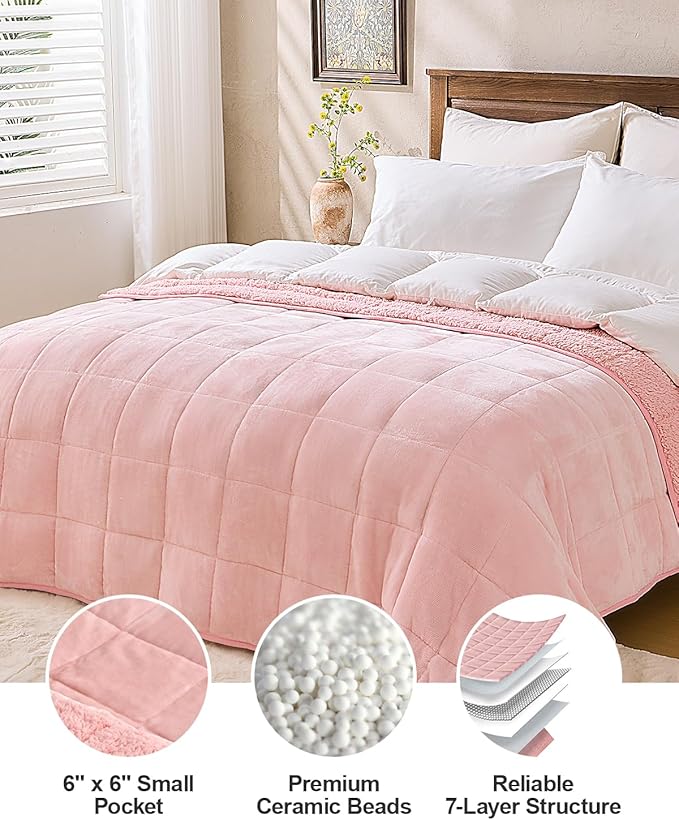 Super Fuzzy Soft Sherpa Fleece Weighted Blanket, 12 lbs Dual Sided Fluffy Heavy Weighted Blankets for Adults - No Bunching with Double Layers of Soft Inner Lining (48"x 72", 12 Pounds)