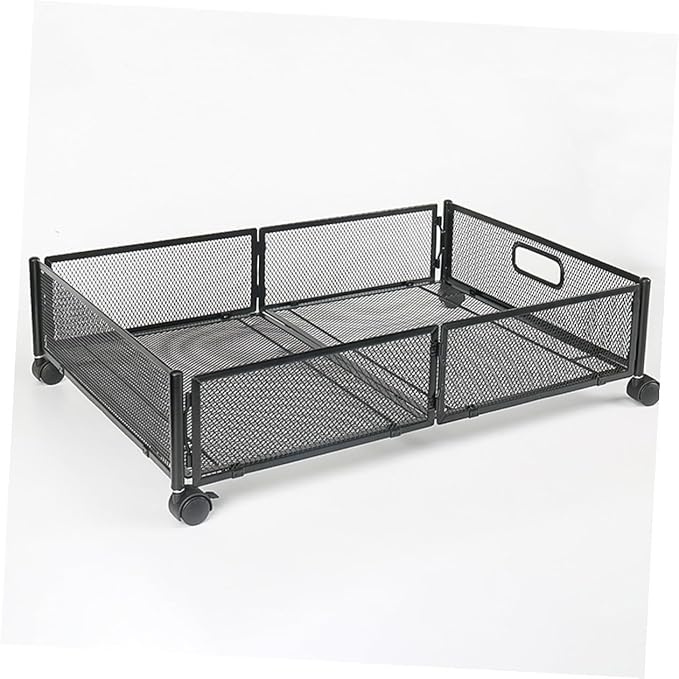 Foldable Stainless Steel Under Bed Storage Organizer with Wheels Large Capacity Holder for Clothes Shoes Blankets Multi-purpose Use Under Bed Sofa Space-saving Storage Rack