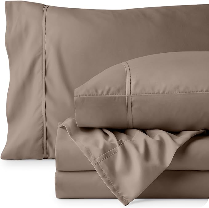 Bare Home King Sheet Set - Luxury 1800 Ultra-Soft Microfiber King Bed Sheets - Double Brushed - Deep Pockets - Easy Fit - 4 Piece Set - Bedding Sheets & Pillowcases (King, Taupe) BareHome