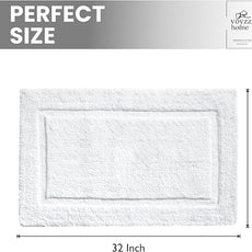 voyzz home Set of 2, Cotton Bathroom Bath Mat Rug White, 20