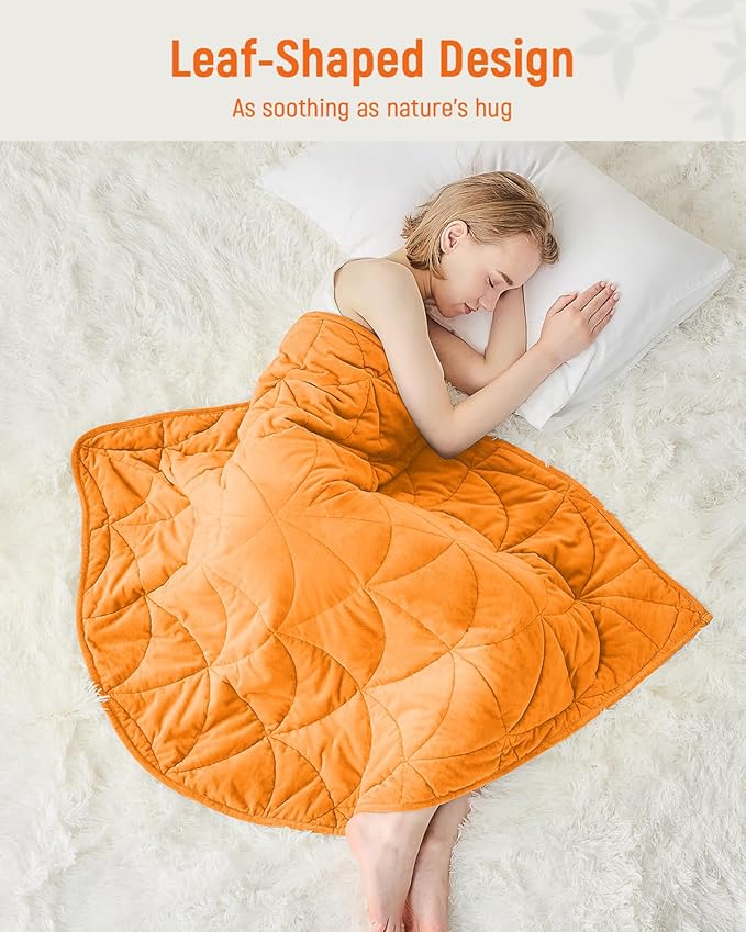 Weighted Lap Blanket 7 lbs for Adults, Luxury Soft Small Weighted Blanket, Compact Portable Weighted Lap Pad for Relaxation, Sleeping, Travel, All-Season Use, Bright Orange, 40" x 52"