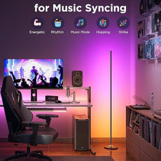 Govee RGBIC Floor Lamp Basic, LED Corner Lamp Works with Alexa, 1000 Lumen Smart Modern Floor Lamp with Music Sync and 16 Million DIY Colors, Color Changing Standing Lamp for Bedroom Living Room Black