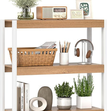 Giantex 3 Tier Bookshelf, Freestanding Wooden Bookcase with Dual Anti-Tipping Kits, Open Display Rack Shelving Unit, Storage Organizer for Living Room, Bedroom & Study (1,Natural & White)