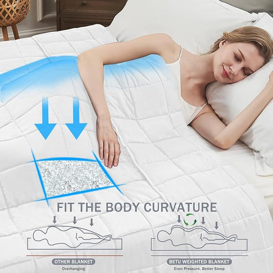 White Weighted Blanket for Adults 15lbs, 48"x72", Twin Full Size Cooling Heavy Throw Blanket for 120-160lbs, Microfiber Soft Thick Big Blankets Weighted Comforter Gift for Sleeping