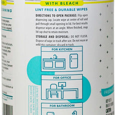 1 Pack Surface Cleaning Wipes with Bleach, All-Purpose Cleaner for Bathroom, Kitchen, Office, 75 Count Canister, 7.5